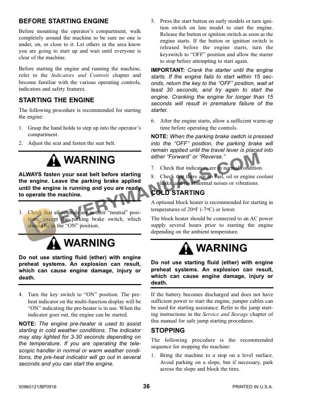 Manitou MTA 5519 Telescopic Handler Service Manual 50960121 Revision B-3