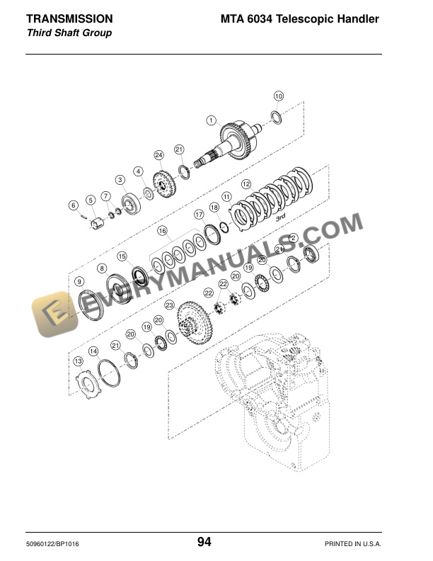 Manitou MTA 6034 Telescopic Handler Parts Manual 50960122B-3