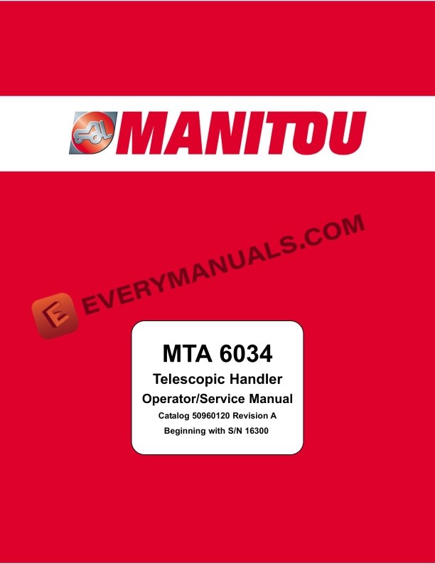 Manitou MTA 6034 Telescopic Handler Service Manual 50960120 Revision A