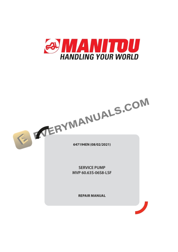 Manitou MVP 60.63S-06S8-LSF Service Pump Repair Manual 649194EN