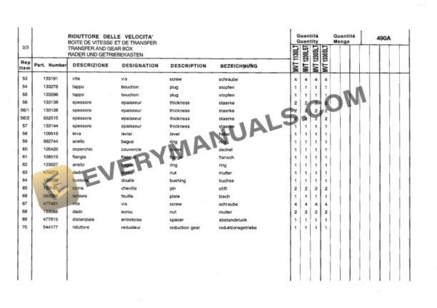 Manitou MVT 1130L T, MVT 1230LS T, MVT 1230SL T, MVT 1330SL T Comfort Line Parts Manual 547270-5
