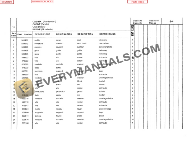 Manitou MVT 1230 L Comfort Line Parts Manual 648000-2