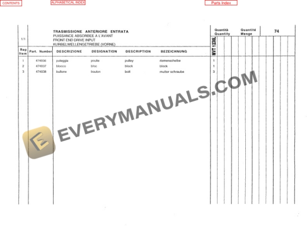 Manitou MVT 1230 L Comfort Line Parts Manual 648000-5