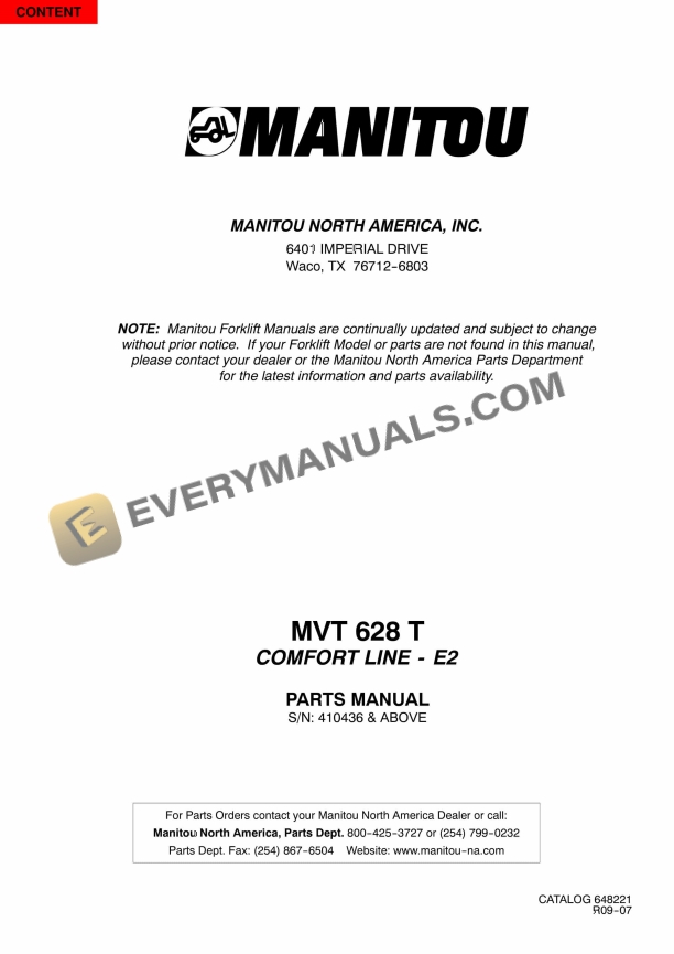 manitou mvt 628 t comfort line e2 parts manual 648221 1