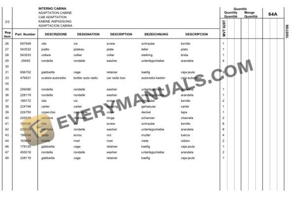 Manitou MVT 628 T Comfort Line E2 Parts Manual 648221-2