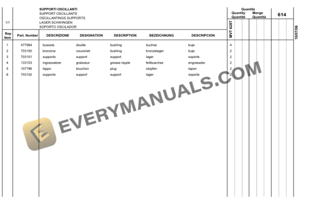 Manitou MVT 628 T Comfort Line E2 Parts Manual 648221-5