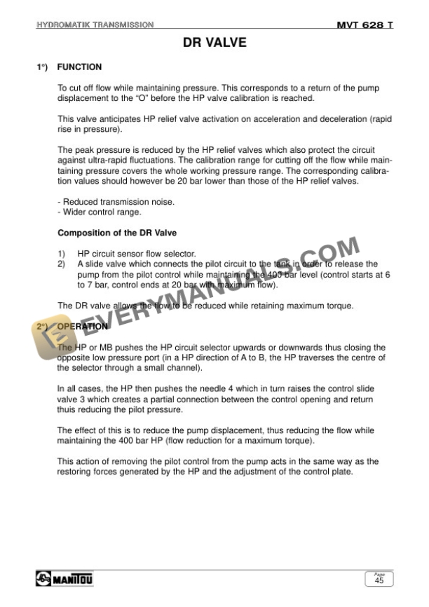 Manitou MVT 628 T Comfort Line Part 1 Repair Manual 648019EN-3