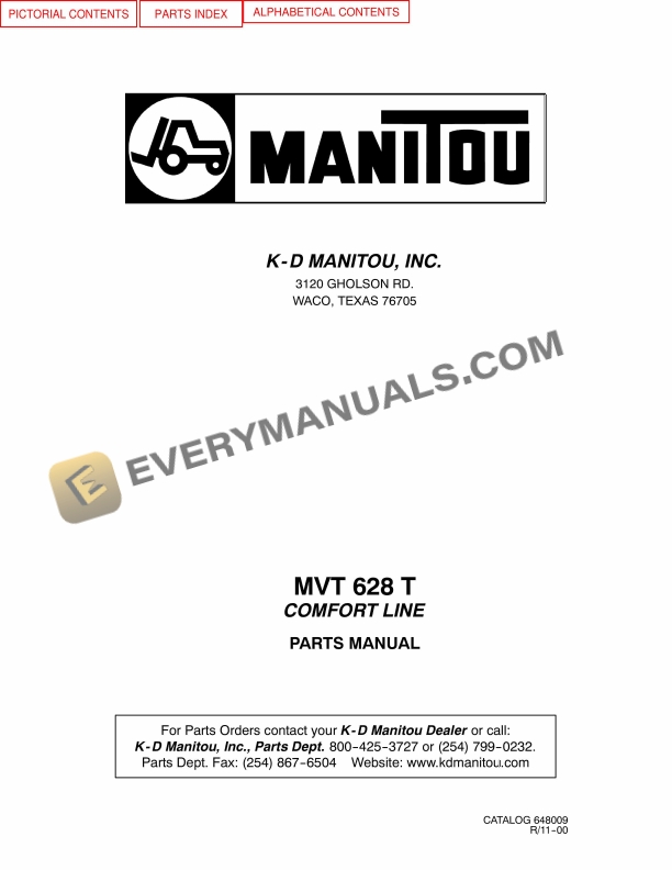 manitou mvt 628 t comfort line parts manual 648009 1