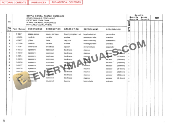 Manitou MVT 628 T Comfort Line Parts Manual 648009-4