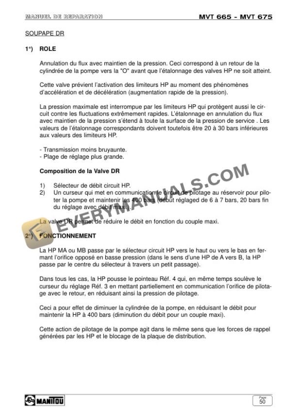 Manitou MVT 665, MVT 675 Repair Manual 648065 FR-2