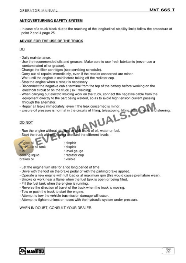 Manitou MVT 665 T Comfort Line E2 Operator Manual 648261EN-3