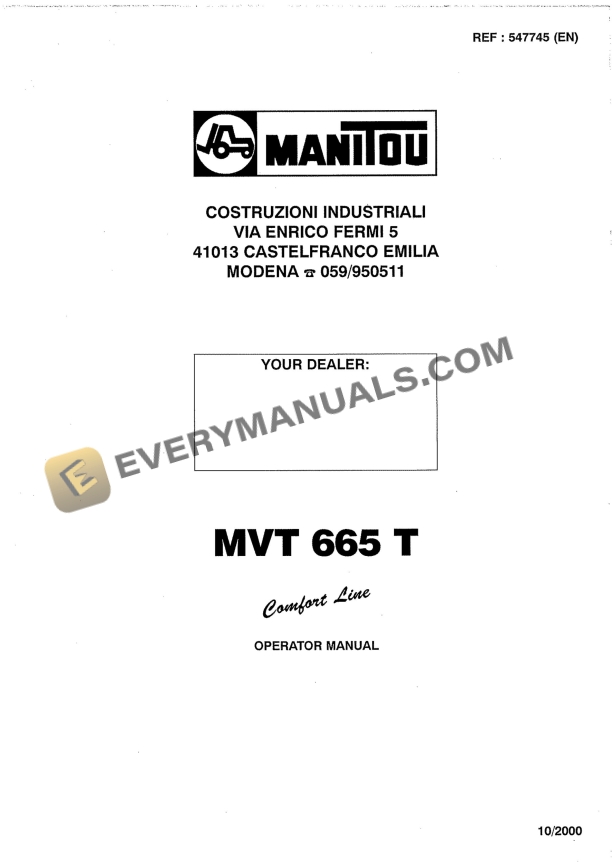 manitou mvt 665 t comfort line operator manual 547745en 1
