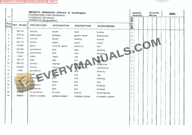 Manitou MVT 665 T Comfort Line Parts Manual 547683-3