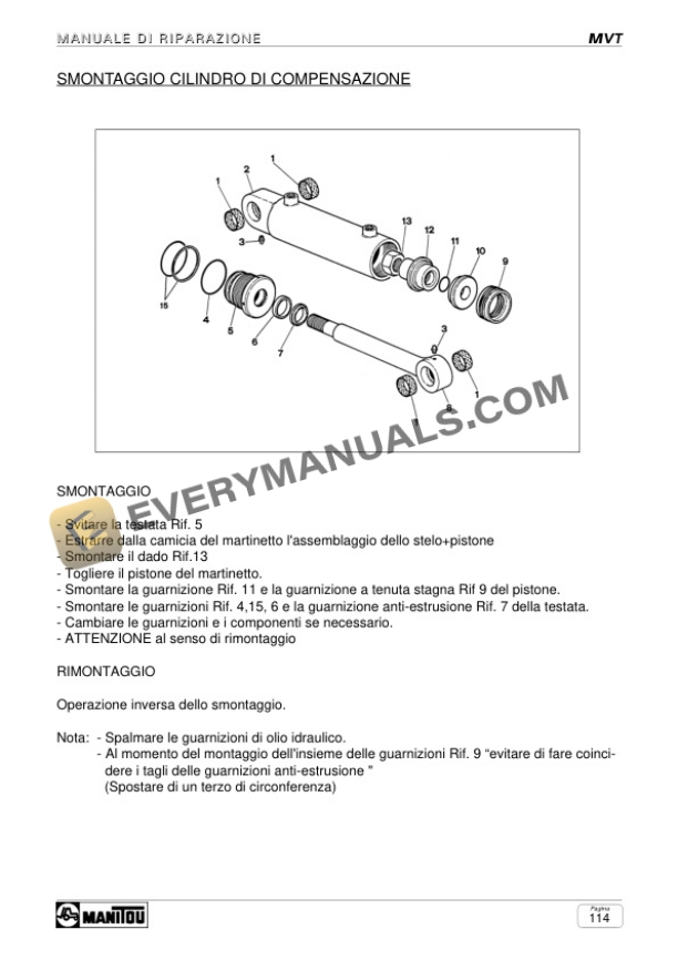 Manitou MVT 730, MVT 930, MVT 1130 L, MVT 1230 SL, MVT 1330 SL Repair Manual 547231 IT-5