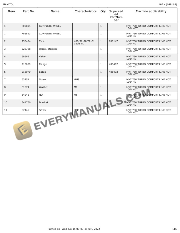 Manitou MVT 730 T, MVT 930 T Parts Manual 648162 4 Manitou MVT 730 T, MVT 930 T Parts Manual 648162 - Image 2