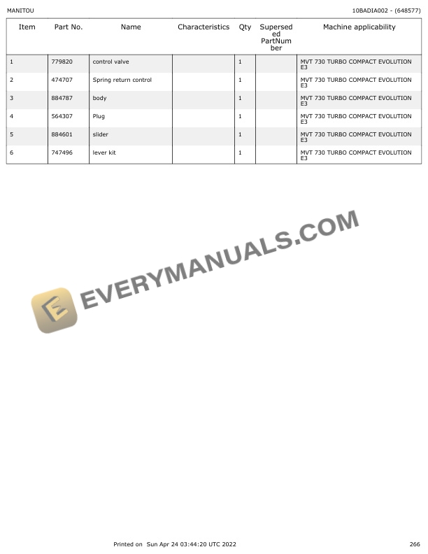 Manitou MVT 730 TC Evolution-E3 Parts Manual 648577 6 Manitou MVT 730 TC Evolution-E3 Parts Manual 648577 - Image 4