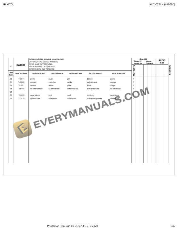 Manitou MVT 730 TC Evolution-E3 Parts Manual 648600 5 Manitou MVT 730 TC Evolution-E3 Parts Manual 648600 - Image 3