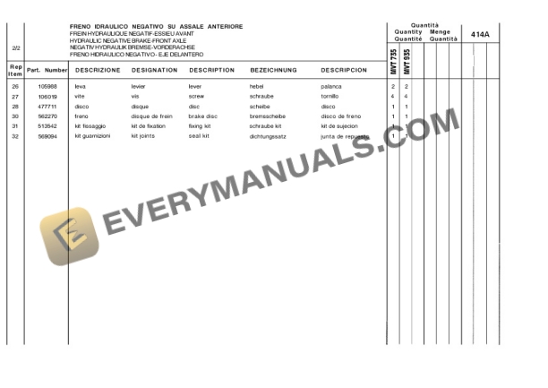Manitou MVT 735, MVT 935 Comfort Line Parts Manual 648158 6 Manitou MVT 735, MVT 935 Comfort Line Parts Manual 648158-4