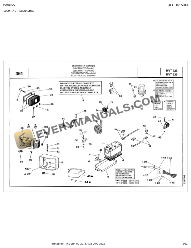 Manitou MVT 735, MVT 935 Parts Manual 547245 4 Manitou MVT 735, MVT 935 Parts Manual 547245 - Image 2