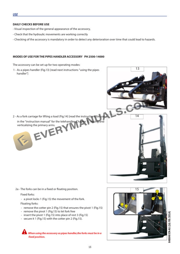 Manitou PH2500, PH14000 PIPES HANDLER User Manual 648846 EN-AU-5