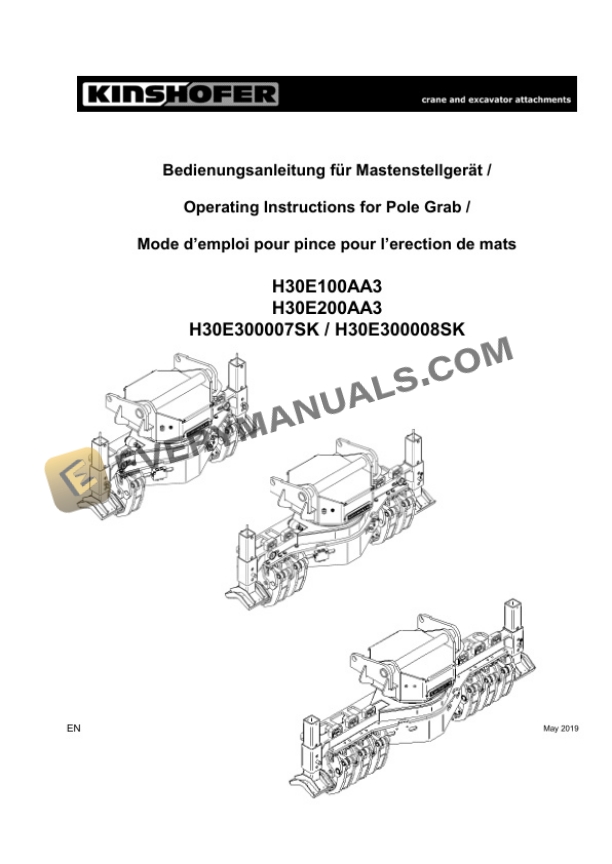 Manitou Pole Grab PH 2400, PH 3000 Operator Manual 649094EN-3