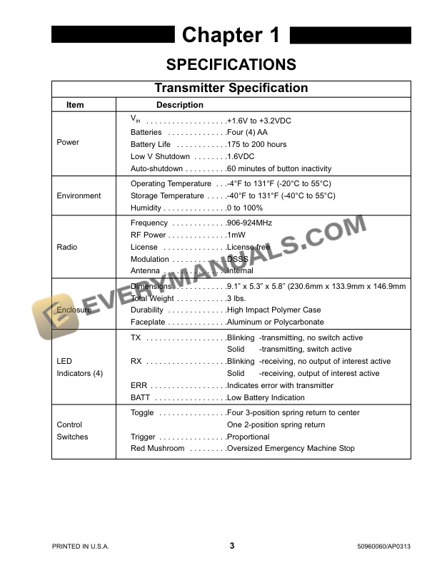 Manitou Radio Remote Boom Control System Operator Manual 50960060 Rev.A-2
