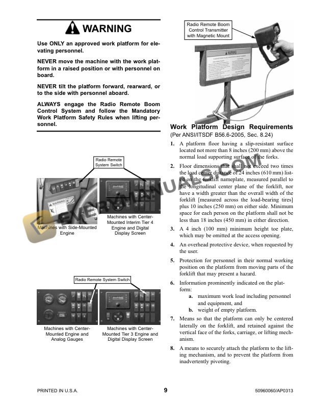 Manitou Radio Remote Boom Control System Operator Manual 50960060 Rev.A-3