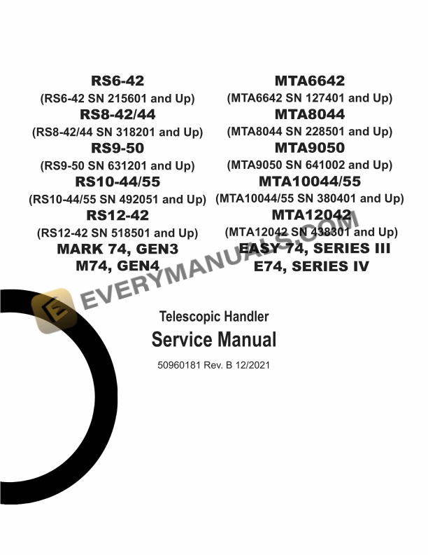 Manitou RS6-42 to E74 SERIES IV Service Manual 50960181 Rev.B