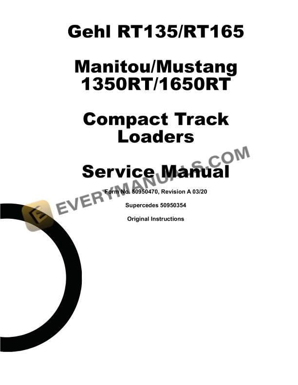 Manitou RT135, RT165, 1350RT, 1650RT Service Manual 50950470 RevA