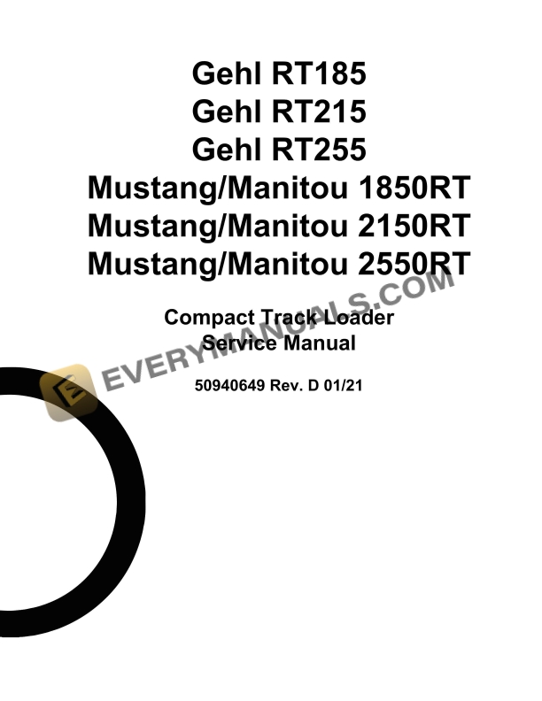 Manitou RT185, RT215, RT255, 1850RT, 2150RT, 2550RT Service Manual 50940649 RevD