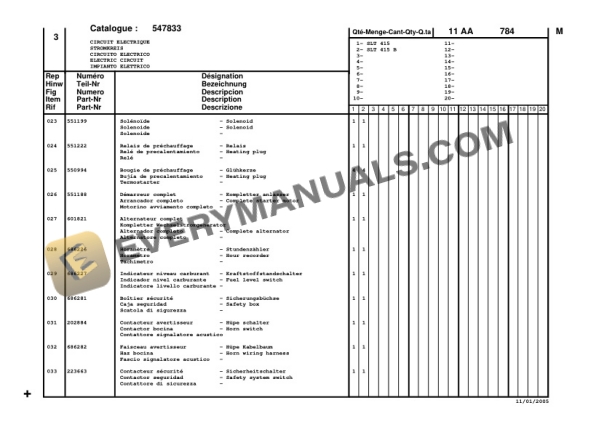 Manitou SLT415 Series 1, SLT415B Series 1 Parts Manual CD547833-4