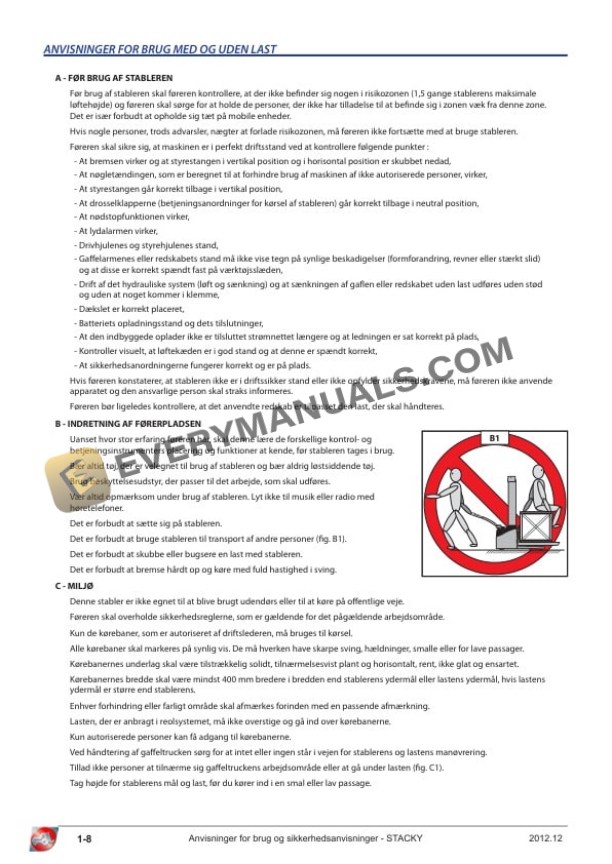 Manitou STACKY 10 FR S16, STACKY 10 FR D28, STACKY 10 LE S16, STACKY 10 LE D28, STACKY 14 Operator Manual 647263 DK 4 Manitou STACKY 10 FR S16, STACKY 10 FR D28, STACKY 10 LE S16, STACKY 10 LE D28, STACKY 14 Operator Manual 647263 DK - Image 2