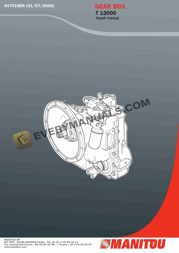 Manitou T 12000 Gear Box Repair Manual 647019EN