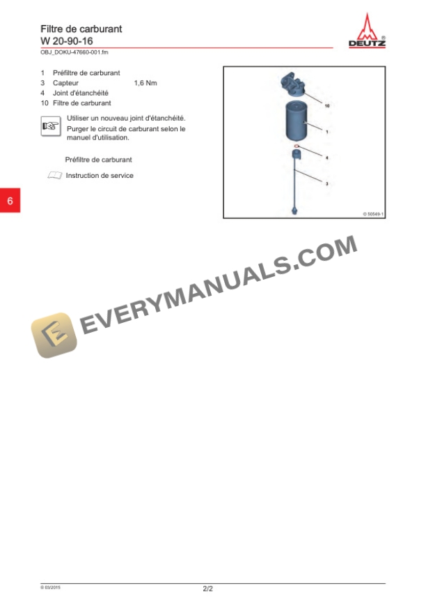 Manitou TD3.6 L4 ST4, TCD3.6 L4 ST4 Motor Repair Manual 647549 FR-3