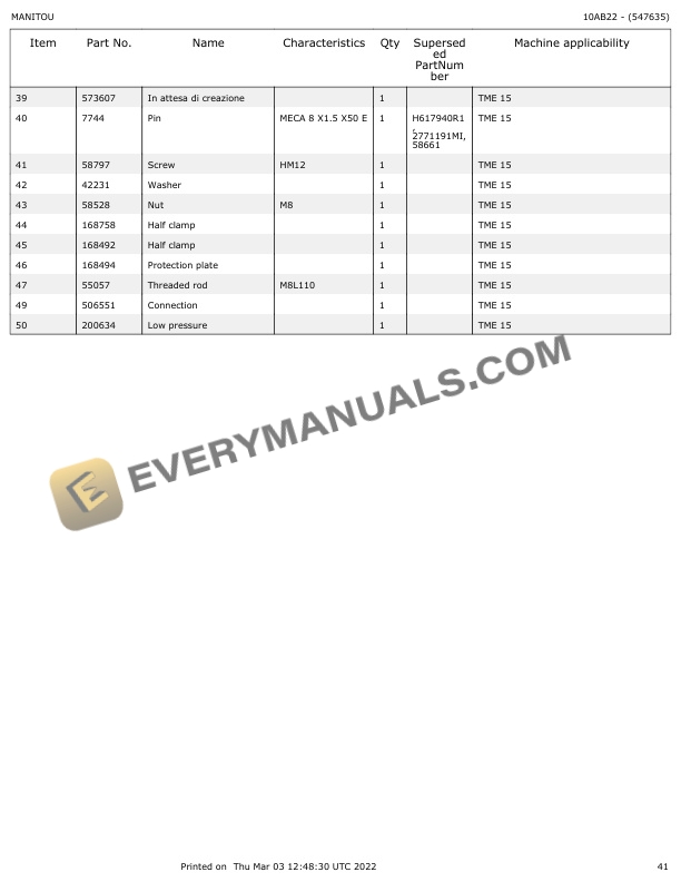 Manitou TME 15 Parts Manual 547635 6 Manitou TME 15 Parts Manual 547635 - Image 4