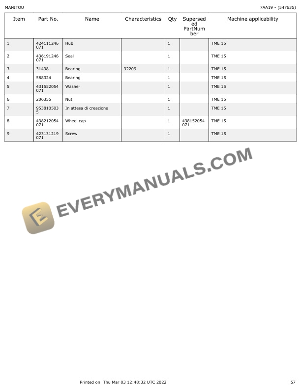 Manitou TME 15 Parts Manual 547635 7 Manitou TME 15 Parts Manual 547635 - Image 5