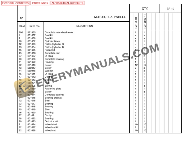 Manitou TMP 25 HT, TMP 5500 HT Parts Manual 800806-5