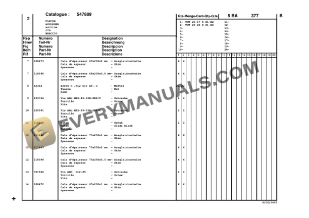 Manitou TMT 20.20 S S.1-E2, TMT 20.17 C S.1-E2 Parts Manual CD547889-2