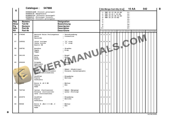 Manitou TMT 25.25 S S.1-E2, TMT 25.20 SR S.1-E2, TMT 25.20 C S.1-E2, TMT 25.15 CR S.1-E2 Parts Manual CD547888-3