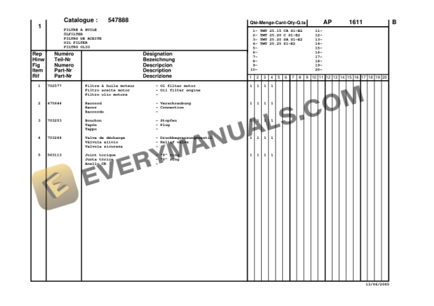 Manitou TMT 25.25 S S.1-E2, TMT 25.20 SR S.1-E2, TMT 25.20 C S.1-E2, TMT 25.15 CR S.1-E2 Parts Manual CD547888-5