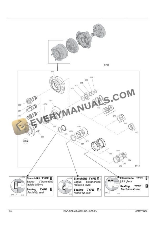 Manitou TMT 25.25 Serie 1-E2, TMT 25.20 SR Serie 1-E2, TMT 25.20 C Serie 1-E2, TMT 25.15 CR Serie 1-E2 Repair Manual 0-1-M123 FR-4