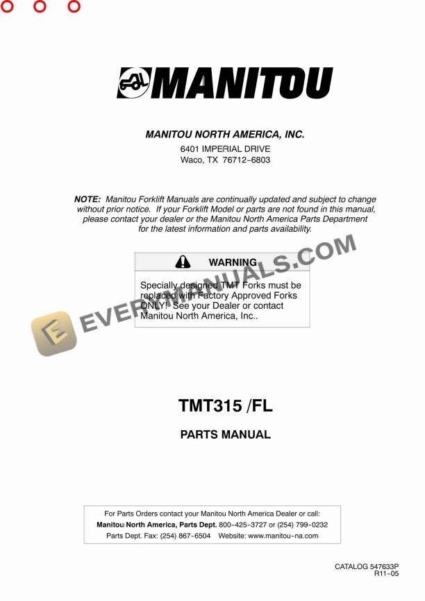 manitou tmt 315fl parts manual 547633pd 1
