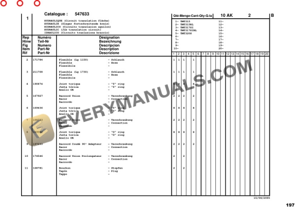 Manitou TMT 315FL Parts Manual 547633PD-3
