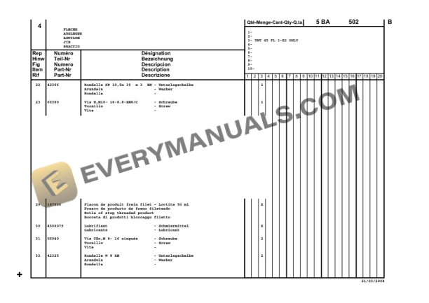 Manitou TMT 45 Series 1-E2, TMT 45 FL Series 1-E2 Parts Manual 809815D-2