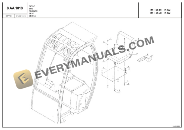 Manitou TMT 55 HT T4 S2, TMT 55 XT T4 S2 Parts Manual 647788-2