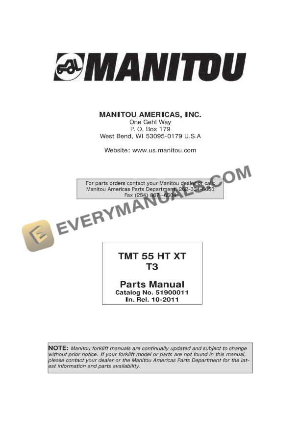 manitou tmt 55 ht xt t3 parts manual 51900011 1