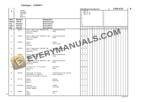 Manitou TMT 55 T3 S2, TMT 55 HT T3 S2, TMT 55 XT T3 S2 Parts Manual CD51900011-2
