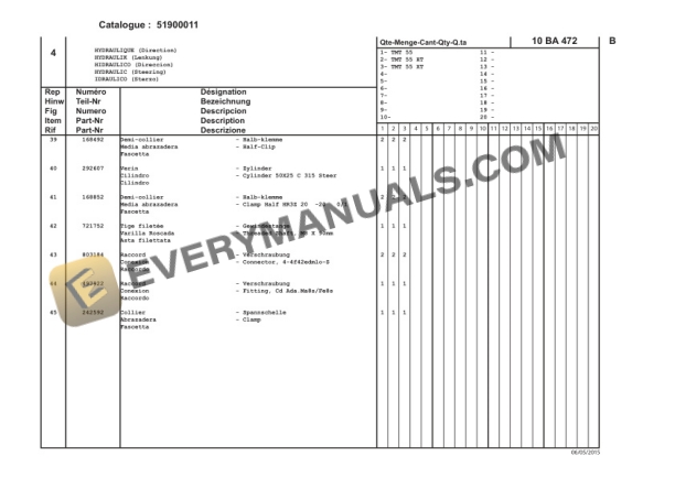 Manitou TMT 55 T3 S2, TMT 55 HT T3 S2, TMT 55 XT T3 S2 Parts Manual CD51900011-3