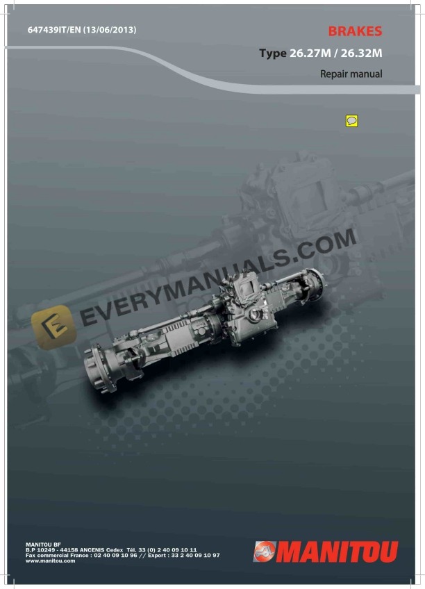 Manitou Type 26.27M, 26.32M Brake Repair Manual 647439 IT-EN