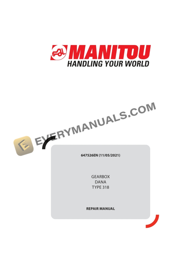 Manitou Type 318 Dana Gearbox Repair Manual 647526EN